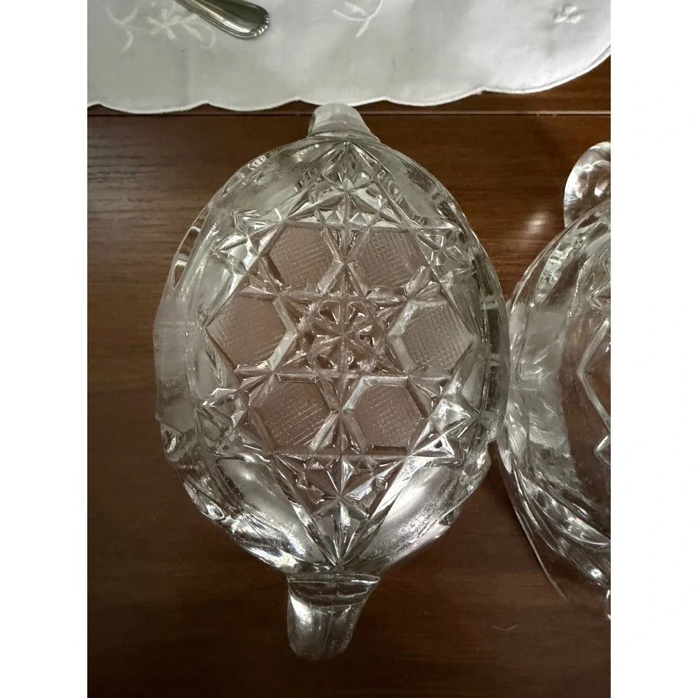 American Brilliant Period Style Cut Glass Creamer and Sugar Set, Vintage Crystal